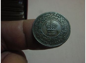 1861  NOVA SCOTIA  1 Cent  AU, Only 800K Were Minted