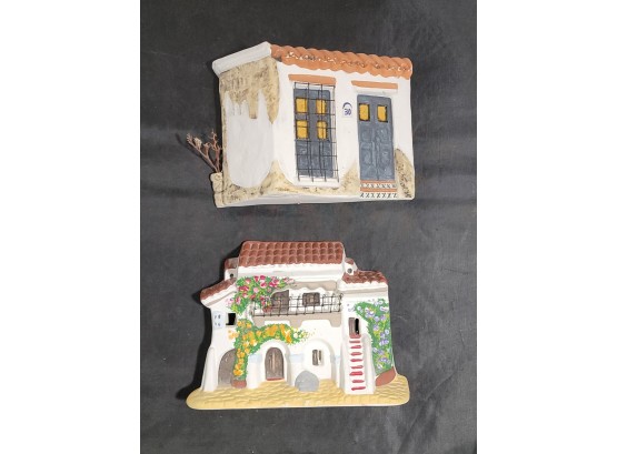Lovely Pair Of Sculpture Of Dominican Republic Houses    C2