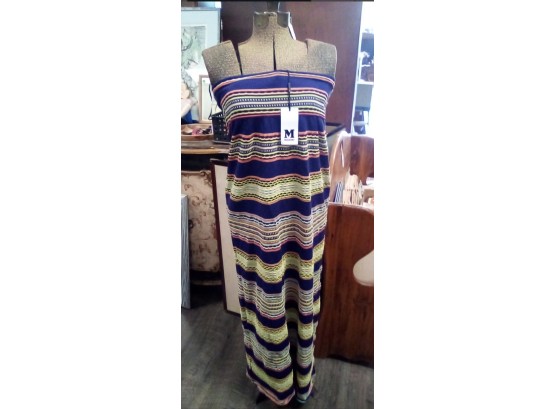 Multicolored Sleeveless Missoni Maxi Dress - Optional Behind Neck Knit Tie  - Summer Dream  C3