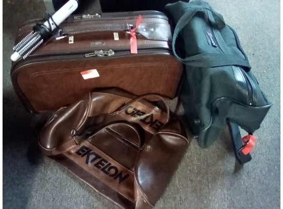 Samsonite Leather Type And Atlantic Canvas Suitcases & Ektalon Leathery Duffel  Electric Curling Iron  CAVE