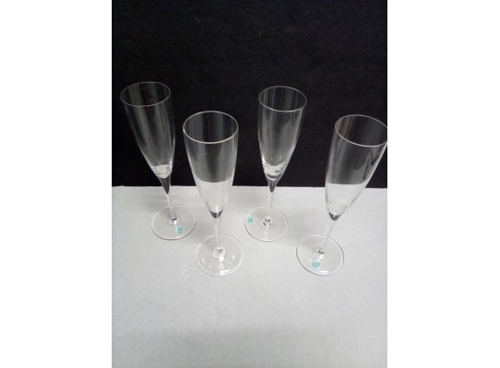 4 Tiffany Champagne Flutes Made In Brazil - Gorgeous!  A4