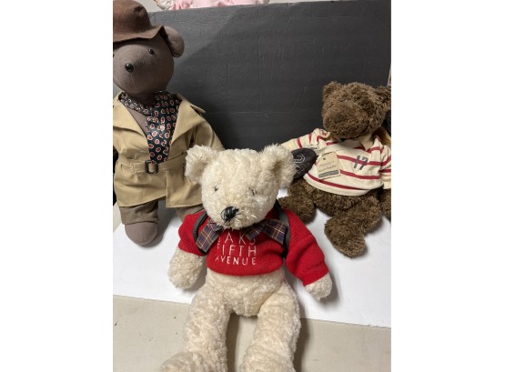 Fantastic Lot 1979 North American Bear Company, Saks Fifth Ave Bear With Backpack, & Roscoe The Rugby Bear D1