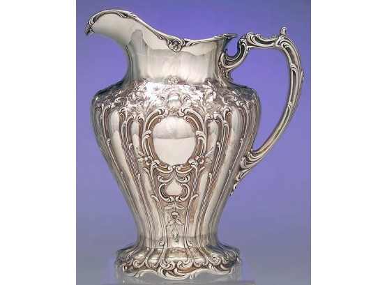 Large Sterling Silver Water Pitcher Chantilly-Grand Sterling Hollowware By GORHAM SILVER A580 & Can Of Polish