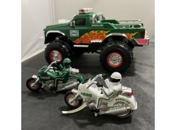 HESS Toys 2007 Monster Truck With Original Box & Two Motorcycles E2