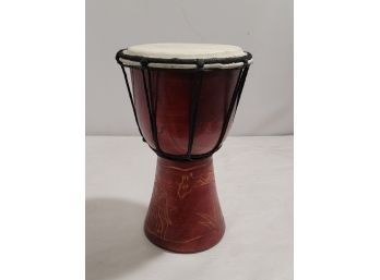 Traditional Antique Wood Drum With Hand Carvings D3
