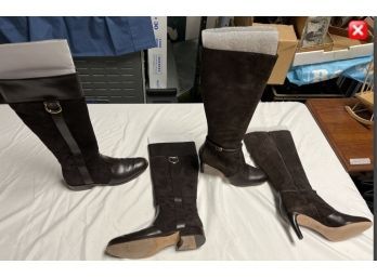 Beautiful Set Of Ann Taylor Brown Suede Leather Tall Boots. B5