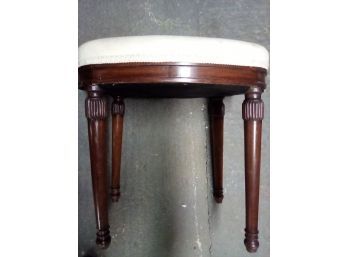 Lovely Upholstered Settee/ Small Bench With Lovely Wood Details   CVBK