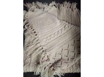 Lovely Wooly Knitted Blanket - Ivory Color     CAVE