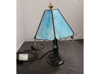 Beautiful Baby Blue Lamp With Flower Charms.  F