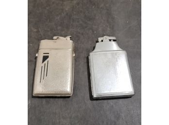 Pair Of Large Vintage Lighters/cigarette Carrying Case.