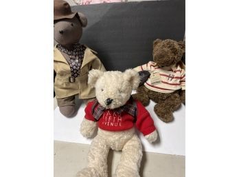 Fantastic Lot 1979 North American Bear Company, Saks Fifth Ave Bear With Backpack, & Roscoe The Rugby Bear D1