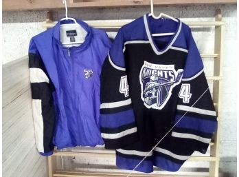 New Haven Knights  Hockey Wesco Jersey #44 & Holloway X-Lg Nylon Jacket New Haven Knights Logo  E2