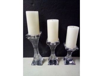 Gorgeous Crystal Candlesticks And White Candles To Grace Your Table Or Mantle B4
