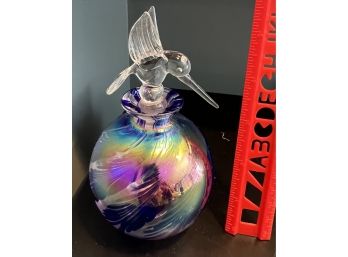 Round Colorful Glass Perfume Bottle( Hummingbird Stopper)