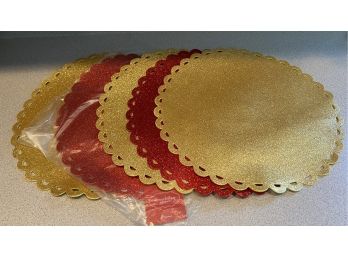 5 Red And Gold Sparkly Placemats