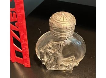 Small Pewter Designed Glass Perfume Bottle