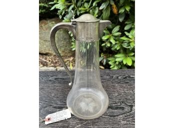 1902 Grinsell And Sons - English Hallmarked Sterling And Crystal Pitcher