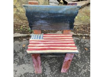 An Americana Folk Painted Chair - Note The Impressionist Influence On The Seat Back