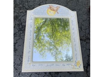 A Sweet Nursery Mirror - The Cow Jumped Over The Moon - Hand Painted - Crackle Finish