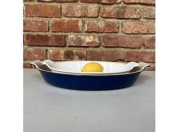 A Set Of 2 Le Creuset Oval Bakers - Blue And White