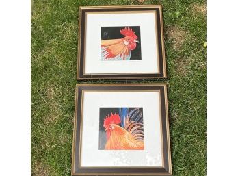 A Pair Of Susan Prentice Giclees - Charming Chickens - 16x17 Each