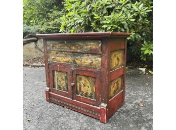 A Wonderful Painted Rustic Antique Commode