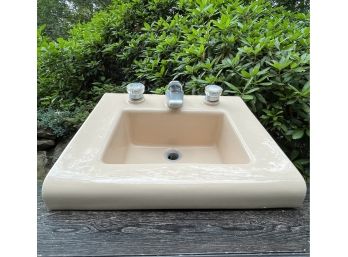 A 1959 Vintage Crane Porcelain Sink With Chrome And Lucite Legs