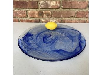 A Blue Swirl Glass Platter