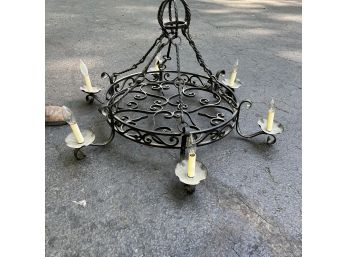 A Vintage French Country Wrought Iron Chandelier
