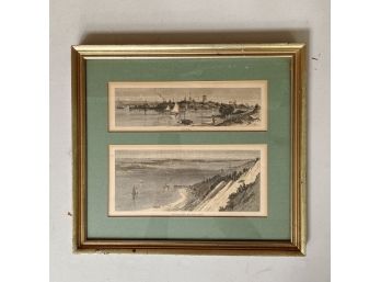 An 1870s Framed Etchings By J. Harley - Sag Harbor And Shelter Island