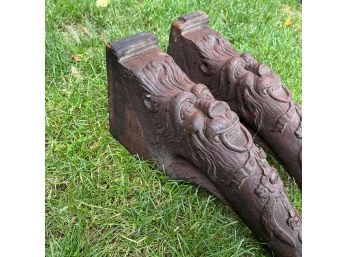 A Pair Of 19th Century Figural Carved Mahogany Table Legs