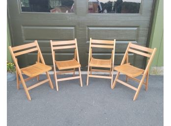 Group Of 4 Hardwood Folding Chairs #1