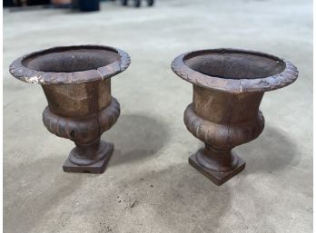 Pair Of Antique Cast Iron Footed Planters