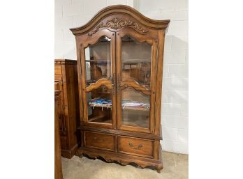 Lovely Wood And Glass Lighted Armoire