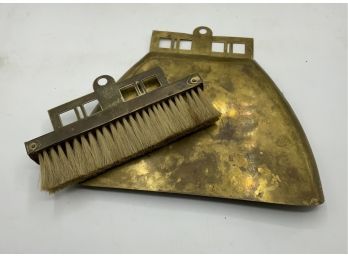 Vintage Art Deco Brass Crumb Tray W/brush