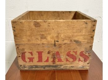 Vintage Wood Crate ~ Glass ~