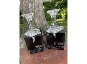 Pair Of New Riedel Crystal Candlesticks In Boxes