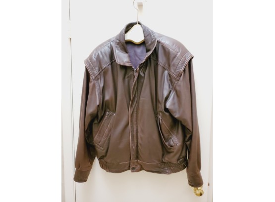 Men's Brown Leather Sportswear Leathers Of Distinction Leather Bomber Style Jacket - Size 42