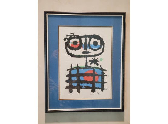 Framed Joan Miro Imaginary Boy With Red Sun Lithograph