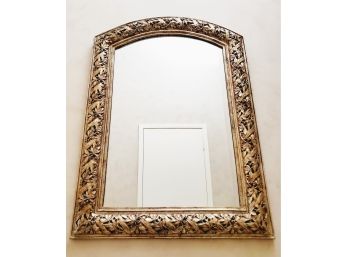 Dramatic Carved Wood Gold Painted Arched Topped Wall Mirror