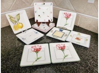 Cute Grouping Of Villeroy & Boch Plate Assortment Of Square Bread & Butter Plates