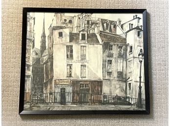 Signed Hotel Des Deux Lions- Paris With Notre Dame In The Background- Professionally Framed