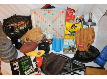 Large Lot Of Vintage Toys, Games And Sporting Equipment