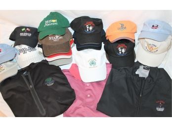 Golf Shirts And Golf Hats From Various Golf Outings Including The Masters And The U.s. Open