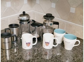 Coffee Lovers Lot - Ralph Lauren, Starbucks, Eddie Bauer Cups & Mugs And Bodum French Press