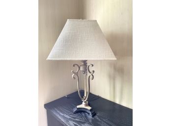 Pretty Metal Scrollwork Lamp- Finished With A Crackle Glaze Of Beige/gold & Black- Tested