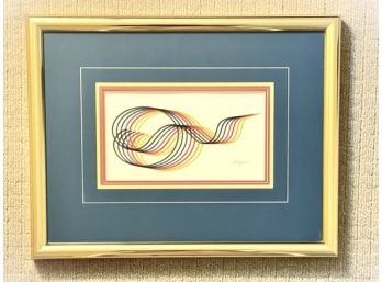 Yaacov Agam Lines And Forms' Lithograph Print- Professionally Matted & Framed