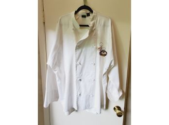 ACME Home Works Size Large / XL Looney Tunes White Chef's Coat Featuring Bugs Bunny & Taz