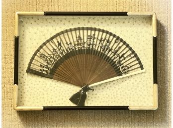 Vintage Handheld Folding Fan- Professionally Mounted In Unique Shadow Box