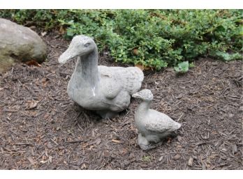 Pair Of Concrete Garden Ducks